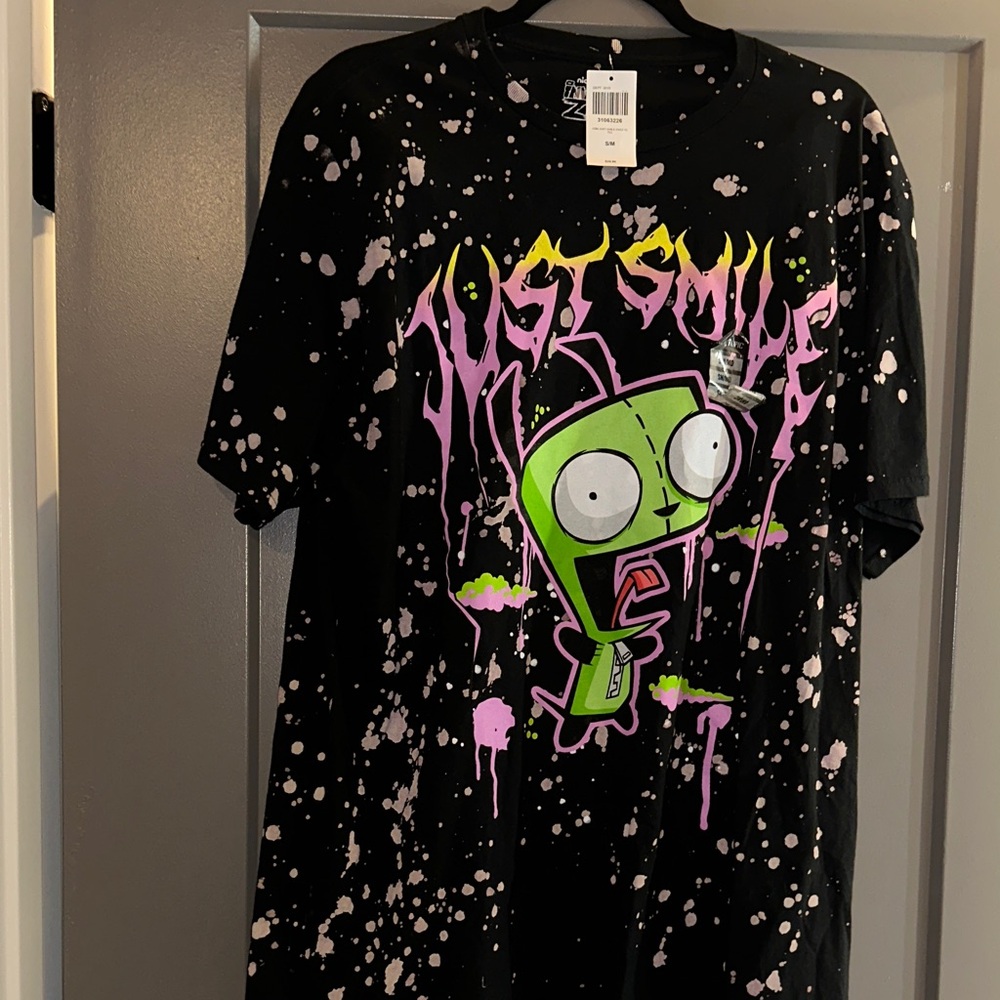 Invader Zim Just Smile Splatter Girls Oversized T-Shirt